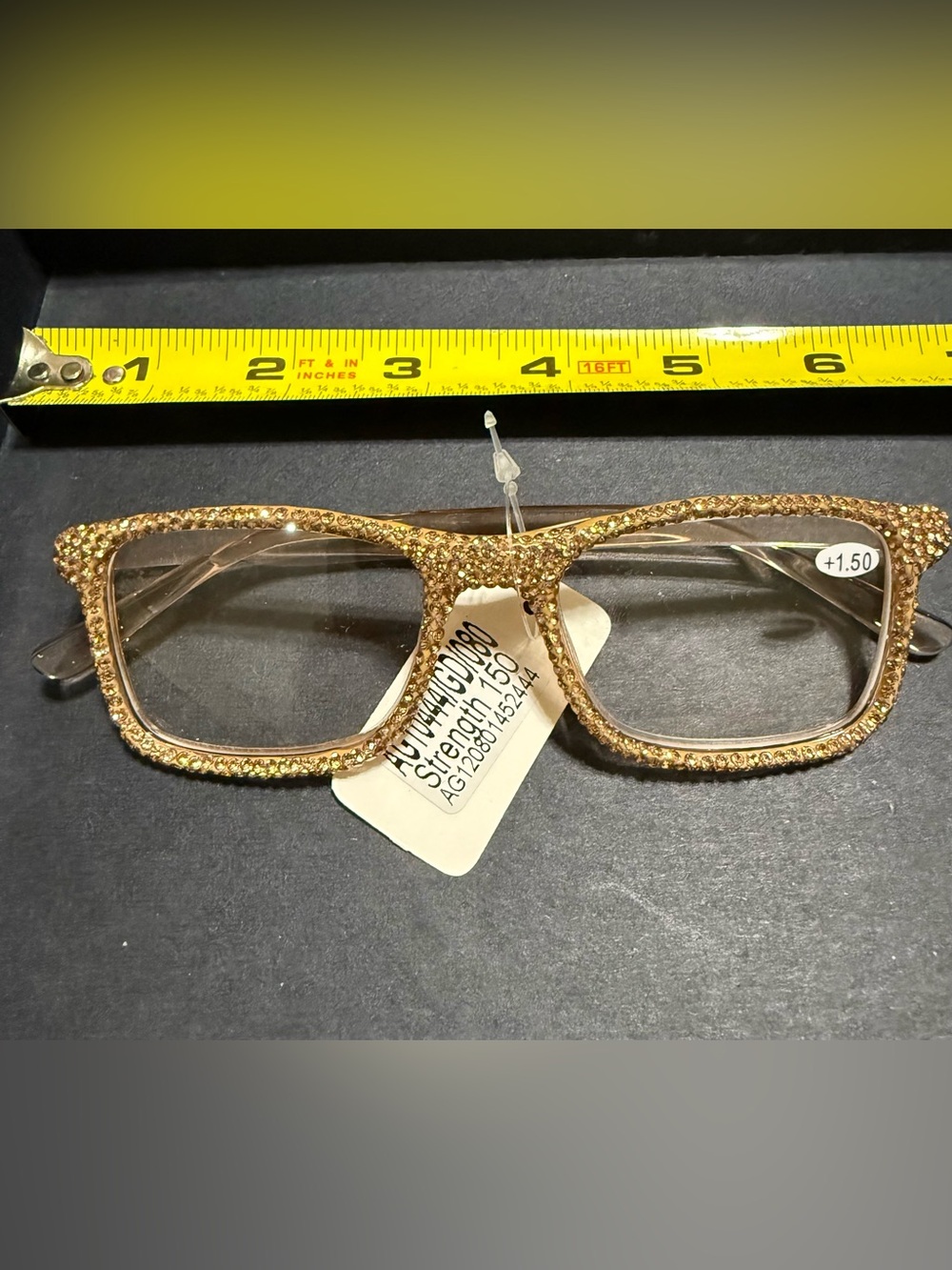 Embellished Gold Rhinestone 1.5 Reading Glasses